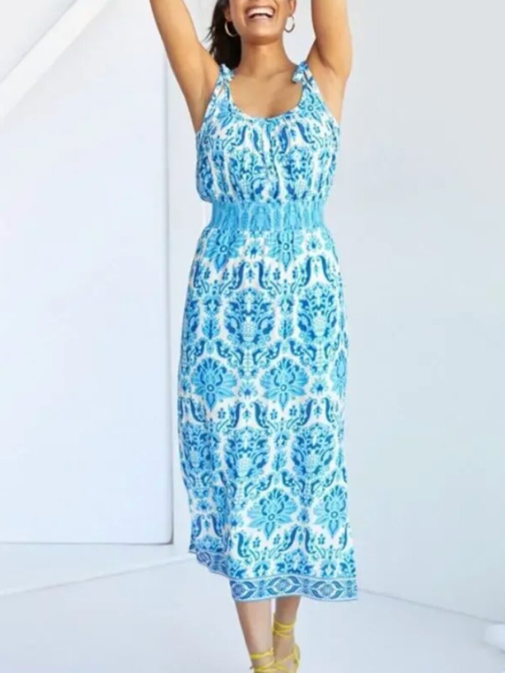 Plenty by Tracy Reese Baroque Blue Floral Motif Maxi Dress, SZ L